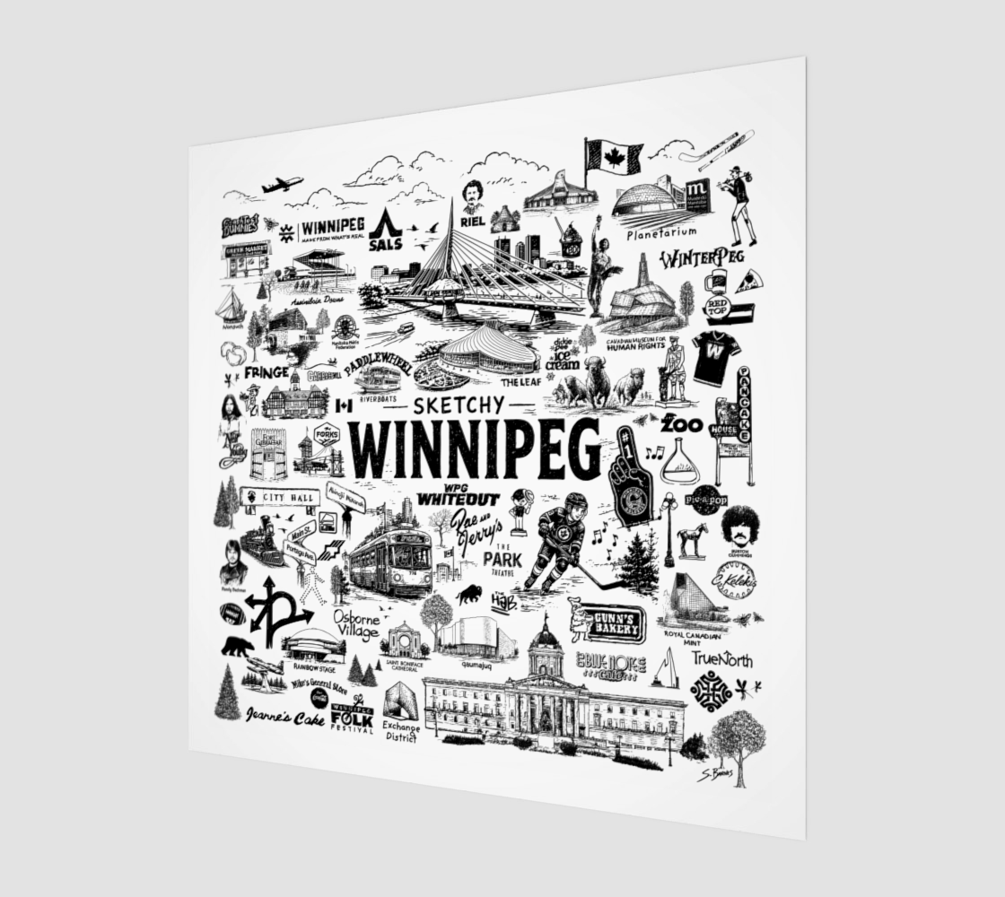 Sketchy Winnipeg Art Print - UNFRAMED/BLACK