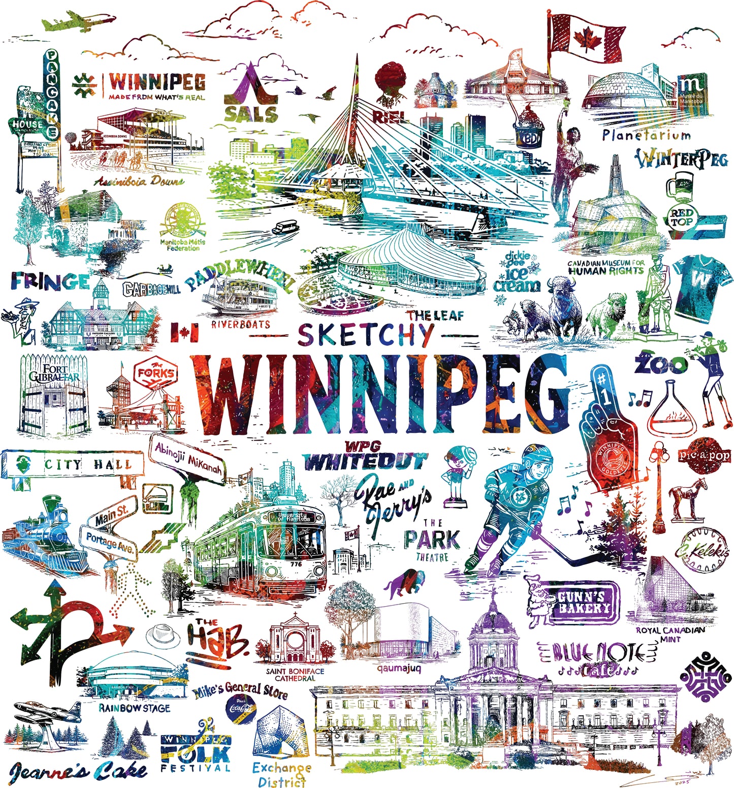 Sketchy Winnipeg White Tshirt