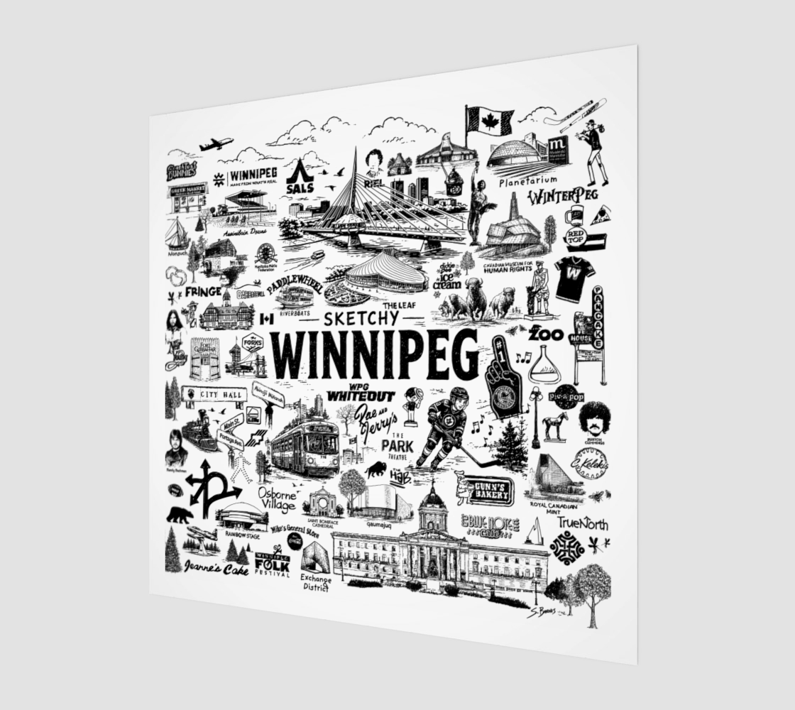 Sketchy Winnipeg Art Print - BLACK/UNFRAMED/SQUARE