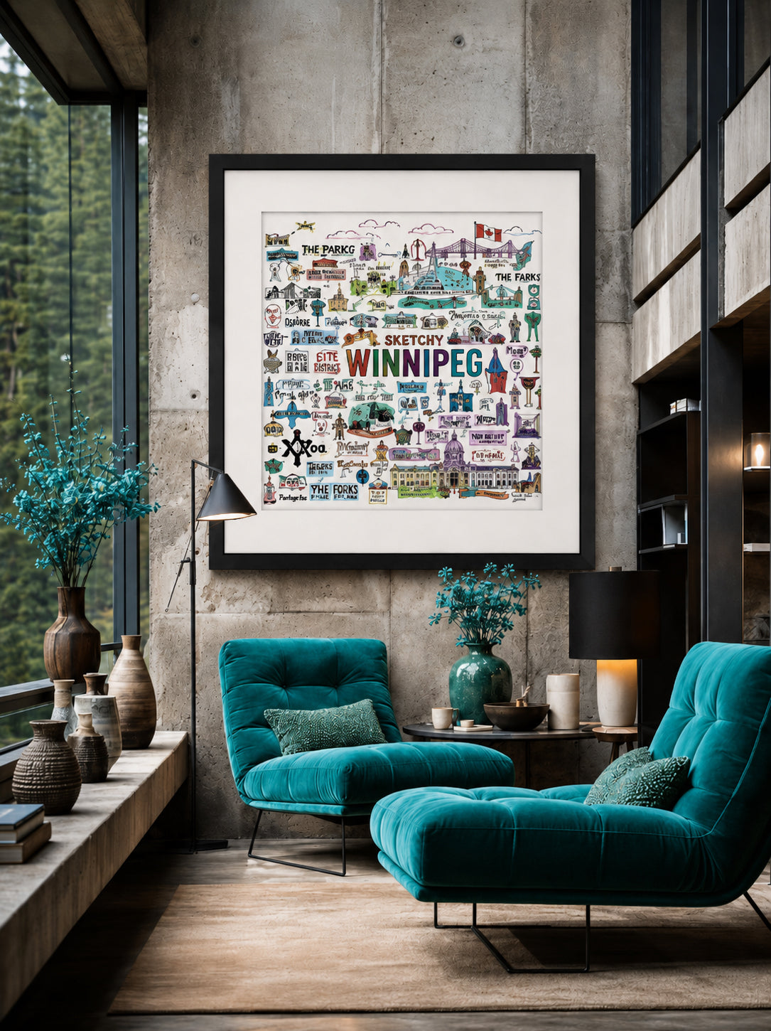 Sketchy Winnipeg Art Print - UNFRAMED/COLOUR