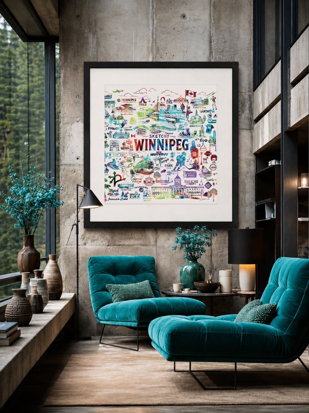 Sketchy Winnipeg Art Print -UNFRAMED/SQUARE